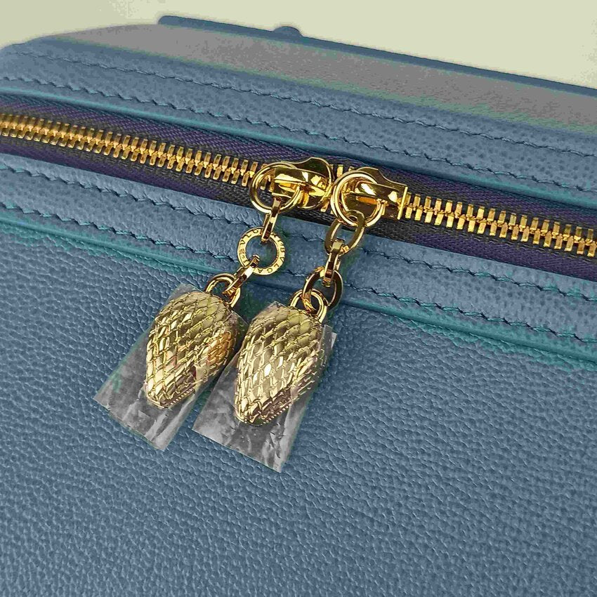 BVLGARI ブルガリ ハンドバッグ セルペンティ バニティバッグ - ブルー系 レザー レディース 2WAY ショルダーバッグ ゴールド金具 超美品