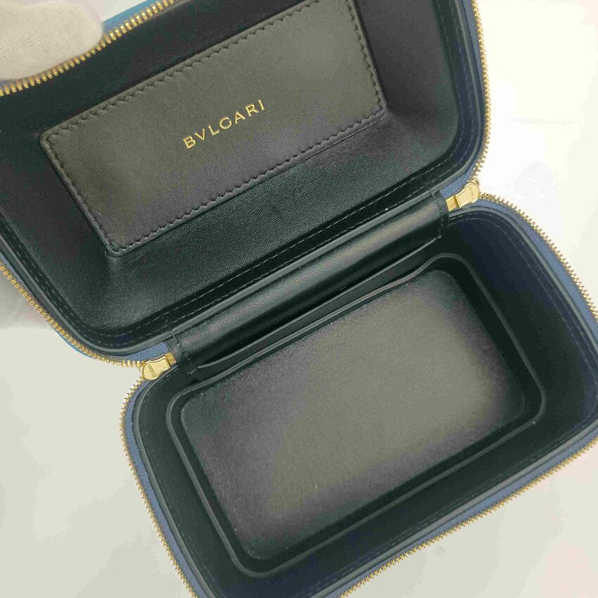 BVLGARI ブルガリ ハンドバッグ セルペンティ バニティバッグ - ブルー系 レザー レディース 2WAY ショルダーバッグ ゴールド金具 超美品