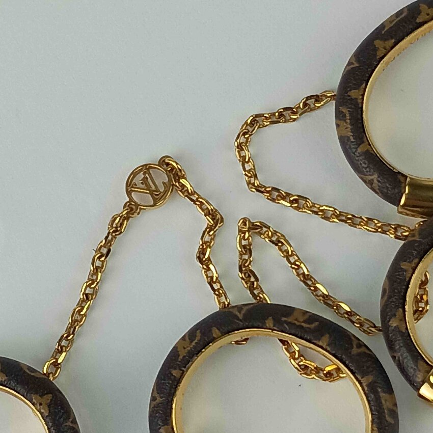 LOUIS VUITTON ルイヴィトン 指輪 セット バーグ ワイルドLV M64689 ブラウン ゴールド モノグラムキャンバス メタル レディース 4連リング 美品