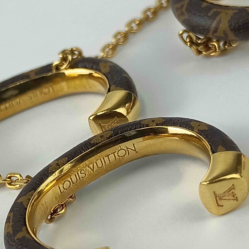 LOUIS VUITTON ルイヴィトン 指輪 セット バーグ ワイルドLV M64689 ブラウン ゴールド モノグラムキャンバス メタル レディース 4連リング 美品