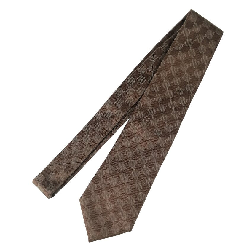 LOUIS VUITTON ルイヴィトン ネクタイ クラヴァット・ダミエ クラシック M74138 ブラウン シルク メンズ 新古未使用展示品