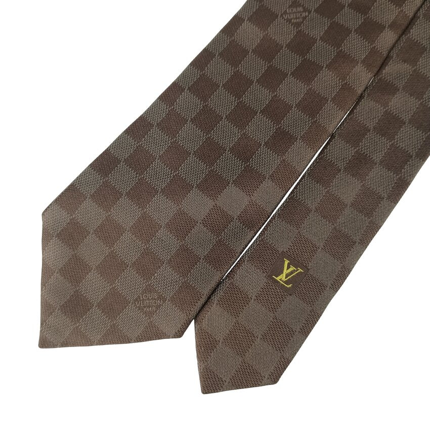 LOUIS VUITTON ルイヴィトン ネクタイ クラヴァット・ダミエ クラシック M74138 ブラウン シルク メンズ 新古未使用展示品