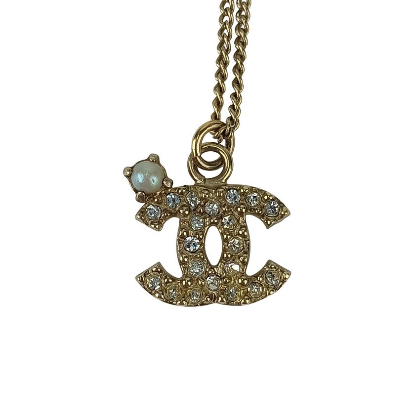 CHANEL シャネル ネックレス ココマーク ネックレス ゴールド メタル ラインストーン フェイクパール レディース