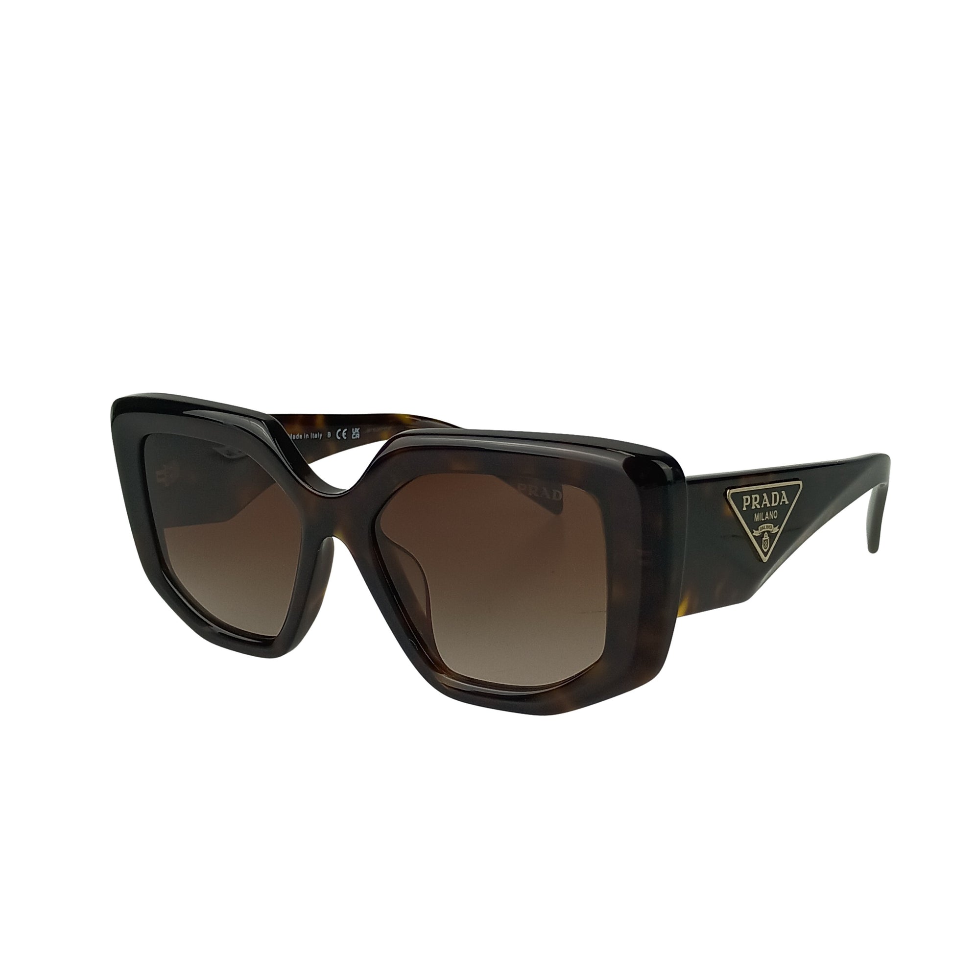 PRADA プラダ アイウェア シンボル ジオメトリック サングラス SPR 14Z-F ブラウン系 アセテート ユニセックス 三角ロゴプレート 超美品