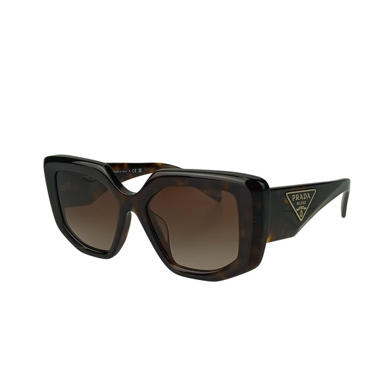 PRADA プラダ アイウェア シンボル ジオメトリック サングラス SPR 14Z-F ブラウン系 アセテート ユニセックス 三角ロゴプレート 超美品