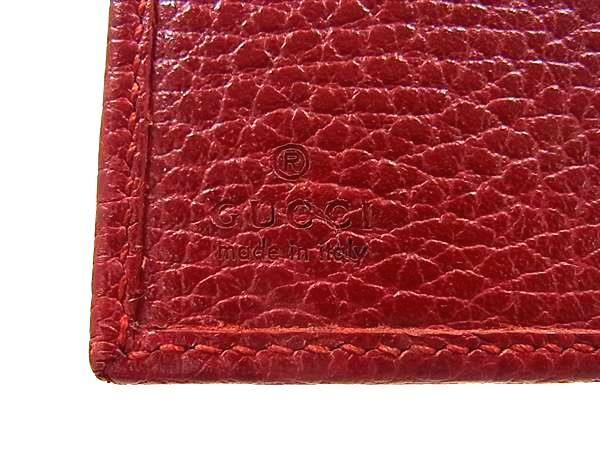 GUCCI グッチ 財布 GGマーモント 456122 レッド レザー レディース Wホック 二つ折り 財布 ゴールド金具 美品