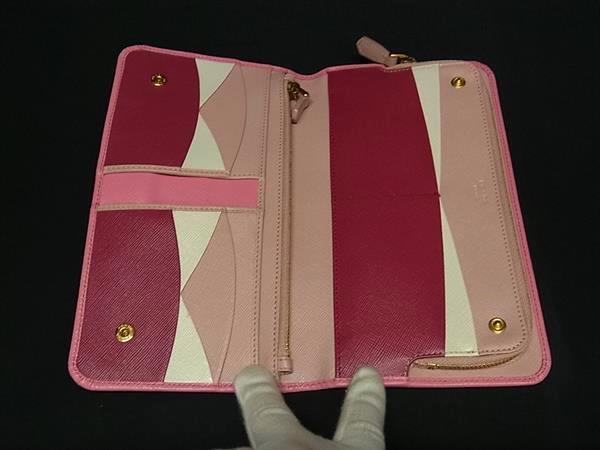 PRADA プラダ 財布 1M1265 ピンク系 サフィアーノレザー レディース 二つ折り 長財布 ゴールド金具 美品