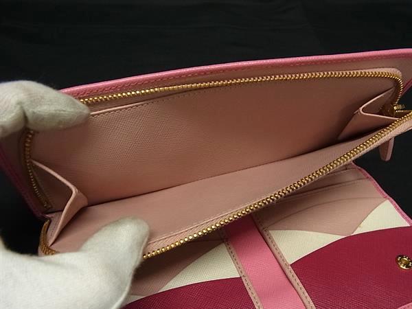 PRADA プラダ 財布 1M1265 ピンク系 サフィアーノレザー レディース 二つ折り 長財布 ゴールド金具 美品