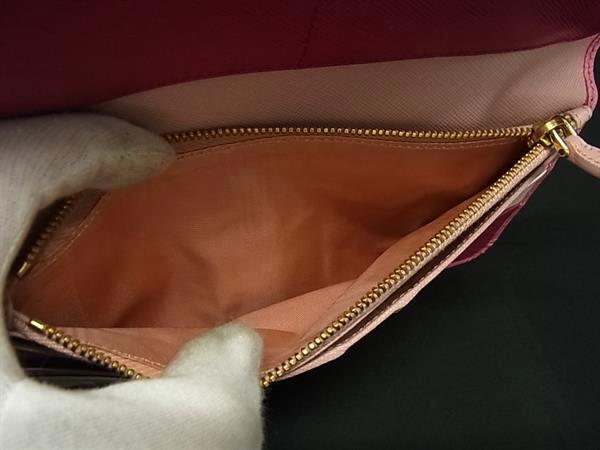 PRADA プラダ 財布 1M1265 ピンク系 サフィアーノレザー レディース 二つ折り 長財布 ゴールド金具 美品