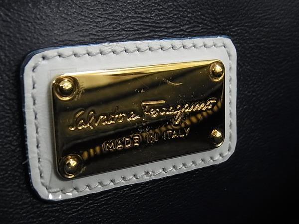 Salvatore Ferragamo フェラガモ ハンドバッグ ガンチーニ ソフィア FZ21 E530 ブルー ホワイト レザー レディース 2WAY ゴールド金具