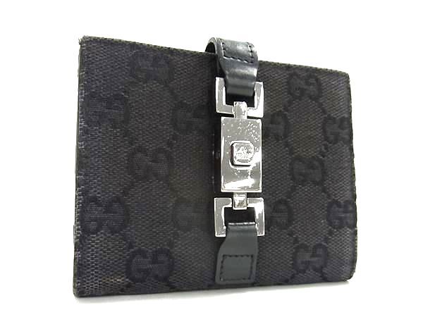 GUCCI グッチ 財布 ジャッキー 035 2888 2129 ブラック GGキャンバス×レザー レディース 二つ折り財布 シルバー金具