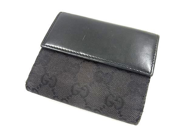 GUCCI グッチ 財布 ジャッキー 035 2888 2129 ブラック GGキャンバス×レザー レディース 二つ折り財布 シルバー金具