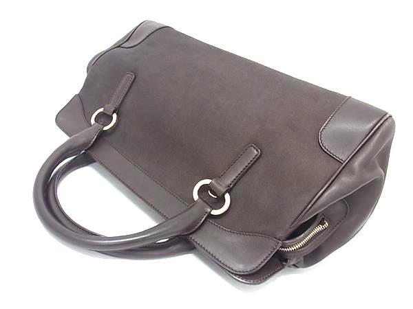 BVLGARI ブルガリ ハンドバッグ テリートート ブラウン系 キャンバス レザー レディース ロゴ 2WAY ゴールド金具 美品