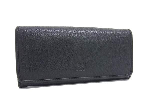 LOEWE ロエベ 財布 アナグラム アマソナ ブラック レザー レディース 二つ折り 長財布 ゴールド金具