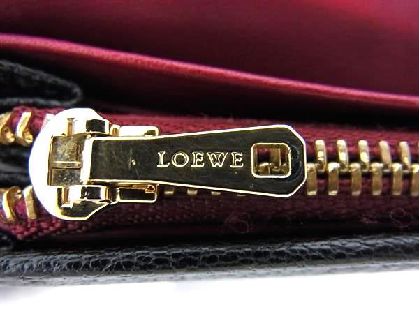 LOEWE ロエベ 財布 アナグラム アマソナ ブラック レザー レディース 二つ折り 長財布 ゴールド金具