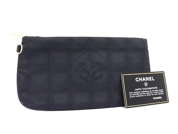 CHANEL シャネル ポーチ ニュートラベルライン ブラック ナイロン レディース ココマーク ゴールド金具 美品