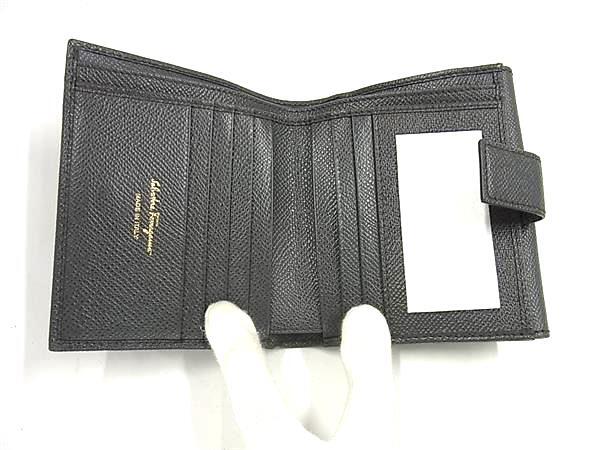 Salvatore Ferragamo フェラガモ 財布 ガンチーニ DP22C877 グレー レザー レディース 二つ折り財布 ゴールド金具 新古未使用展示品