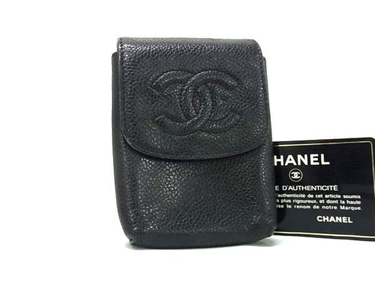 CHANEL シャネル シガレットケース ポーチ ココマーク A13511 ブラック キャビアスキン ユニセックス