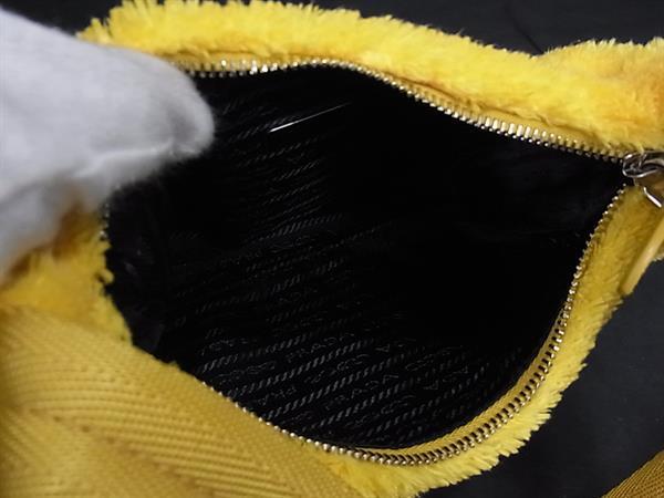 PRADA プラダ ハンドバッグ テリー ミニ ReEdition2000 1NE515 イエロー ブラック パイル レディース 白タグ 美品