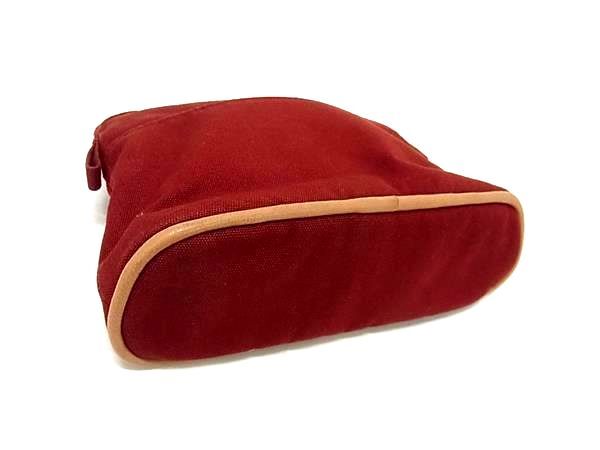 HERMES エルメス ポーチ ボリードポーチPM ボルドー系 コットン100％ レディース シルバー金具 美品