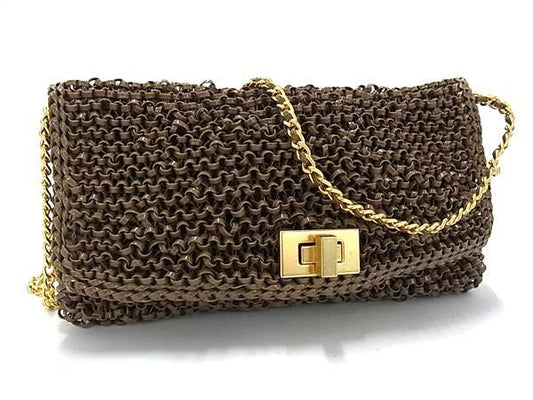 ANTEPRIMA アンテプリマ ショルダーバッグ ルッケット ワイヤーバッグ ブラウン PVCワイヤー レディース ターンロック ゴールド金具 美品