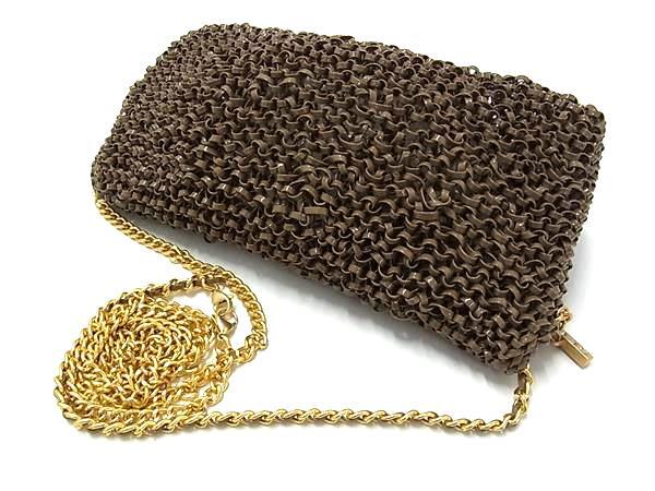 ANTEPRIMA アンテプリマ ショルダーバッグ ルッケット ワイヤーバッグ ブラウン PVCワイヤー レディース ターンロック ゴールド金具 美品