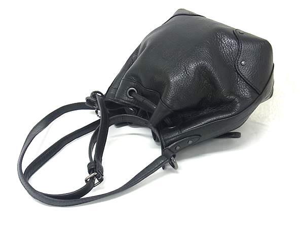 COACH コーチ ショルダーバッグ F35363 ブラック レザー レディース 巾着 シルバー金具 美品