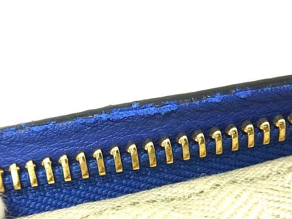 LOEWE ロエベ クラッチバッグ アナグラム Tポーチ 5217 06 ブルー レザー ユニセックス ゴールド金具 美品