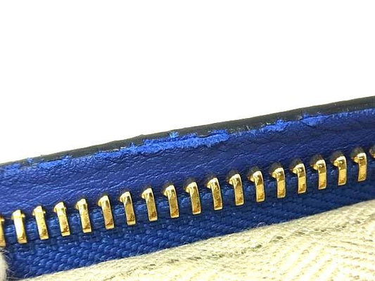 LOEWE ロエベ クラッチバッグ アナグラム Tポーチ 5217 06 ブルー レザー ユニセックス ゴールド金具 美品