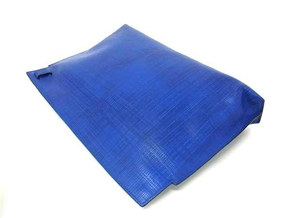 LOEWE ロエベ クラッチバッグ アナグラム Tポーチ 5217 06 ブルー レザー ユニセックス ゴールド金具 美品