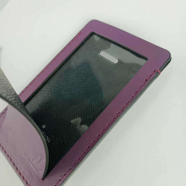 超美品 LOUIS VUITTON ルイ ヴィトン ネームタグ ポルト アドレス ケッチュ - ブラウン パープル モノグラムキャンバス レザー ユニセックス