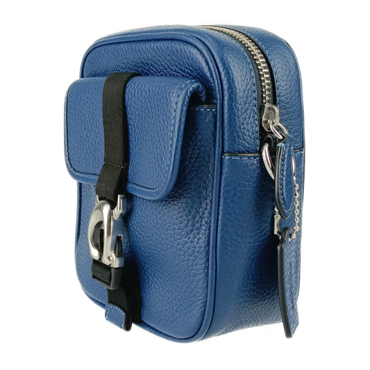 新古未使用展示品 COACH コーチ ショルダーバッグ BECK CROSSBODY ベック クロスボディ CJ736 ブルー ブラック シルバー金具 レザー メンズ ポシェット