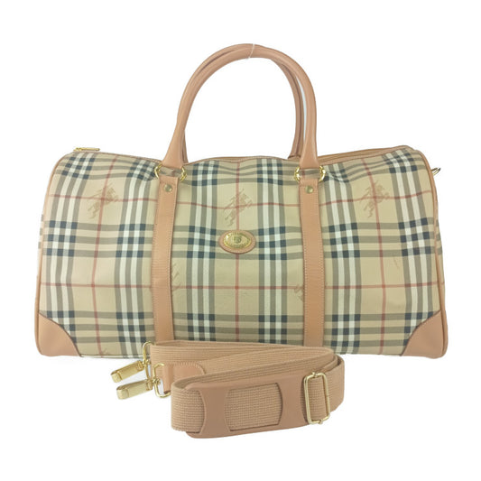 Burberrys バーバリーズ ボストンバッグ ヘイマーケットチェック - ベージュ ゴールド金具 PVC レザー ユニセックス 2WAY ショルダーバッグ 旅行鞄