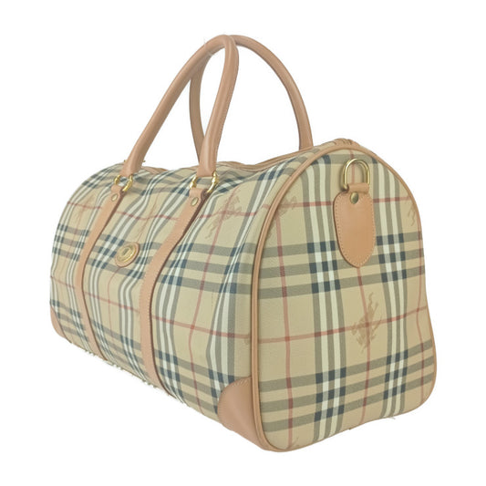 Burberrys バーバリーズ ボストンバッグ ヘイマーケットチェック - ベージュ ゴールド金具 PVC レザー ユニセックス 2WAY ショルダーバッグ 旅行鞄