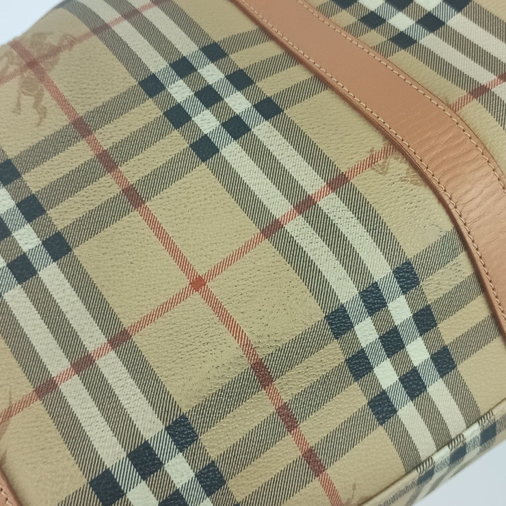 Burberrys バーバリーズ ボストンバッグ ヘイマーケットチェック - ベージュ ゴールド金具 PVC レザー ユニセックス 2WAY ショルダーバッグ 旅行鞄