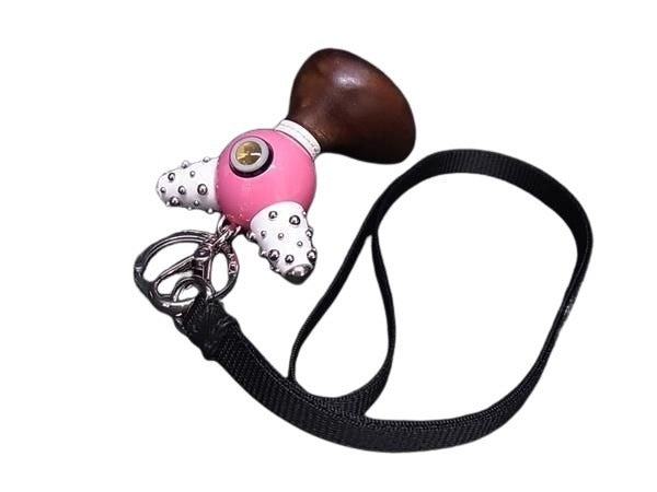 PRADA プラダ キーホルダー TRICK ROBOT 1TR062 ピンク ホワイト ブラウン シルバー ウッド メタル ユニセックス 美品