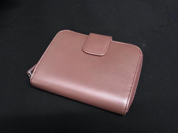 PRADA プラダ 財布 サフィアーノ 1M0605 ピンクメタリック レザー レディース 二つ折り 長財布 シルバー金具 美品