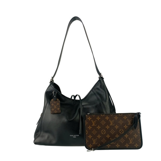 LOUIS VUITTON ルイヴィトン ショルダーバッグ キャリーオール バイブ MM M25143 ノワール ブラウン ラムレザー モノグラムキャンバス ユニセックス シルバー金具 超美品