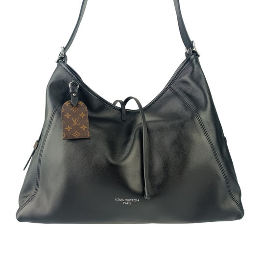 LOUIS VUITTON ルイヴィトン ショルダーバッグ キャリーオール バイブ MM M25143 ノワール ブラウン ラムレザー モノグラムキャンバス ユニセックス シルバー金具 超美品