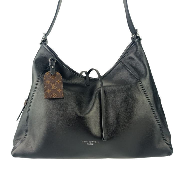 LOUIS VUITTON ルイヴィトン ショルダーバッグ キャリーオール バイブ MM M25143 ノワール ブラウン ラムレザー モノグラムキャンバス ユニセックス シルバー金具 超美品