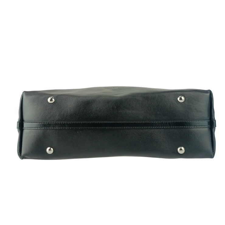 LOUIS VUITTON ルイヴィトン ショルダーバッグ キャリーオール バイブ MM M25143 ノワール ブラウン ラムレザー モノグラムキャンバス ユニセックス シルバー金具 超美品