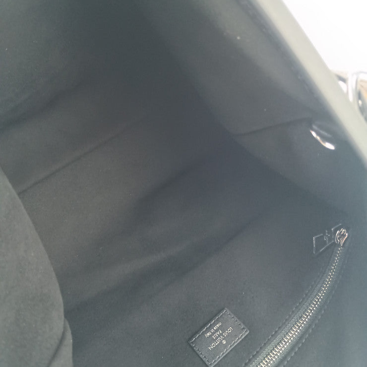 LOUIS VUITTON ルイヴィトン ショルダーバッグ キャリーオール バイブ MM M25143 ノワール ブラウン ラムレザー モノグラムキャンバス ユニセックス シルバー金具 超美品