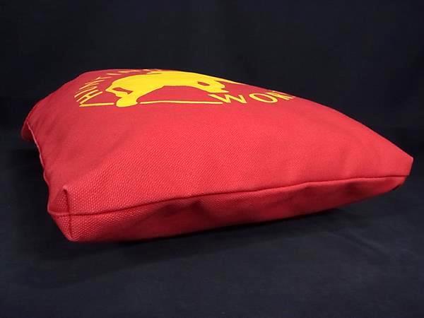 HUNTING WORLD ハンティングワールド ショルダーバッグ - - レッド ブラウン キャンバス ユニセックス リバーシブル ロゴ 美品