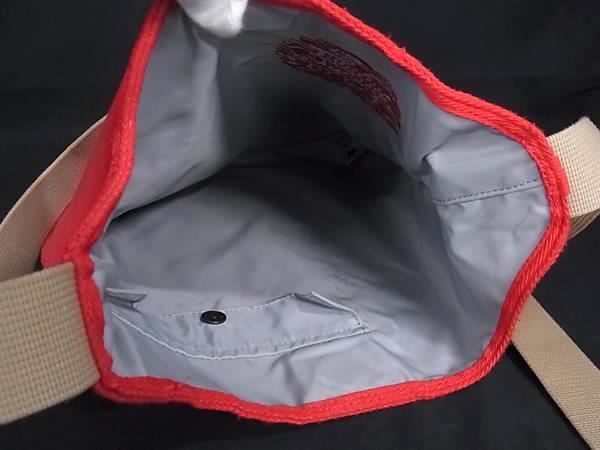 HUNTING WORLD ハンティングワールド ショルダーバッグ - - レッド ブラウン キャンバス ユニセックス リバーシブル ロゴ 美品