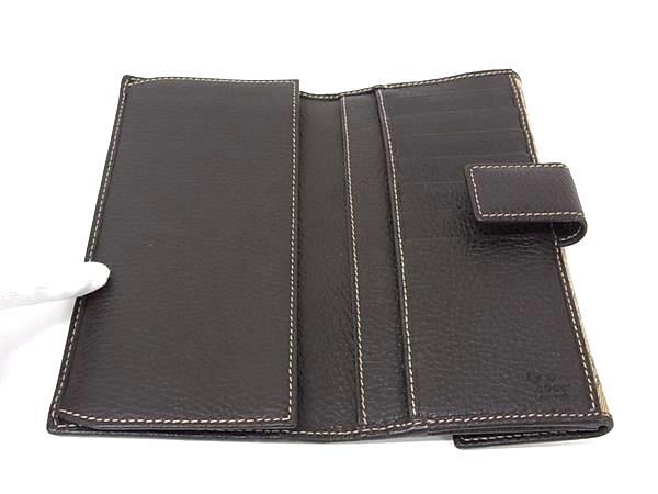 GUCCI グッチ 財布 GGクリスタル 231841 ベージュ ブラウン コーティングキャンバス×レザー ユニセックス Wホック 二つ折り長財布 ゴールド金具 美品