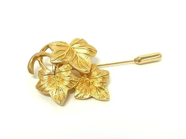 ChristianDior クリスチャンディオール ピンブローチ - - ゴールド メタル レディース リーフモチーフ 超美品