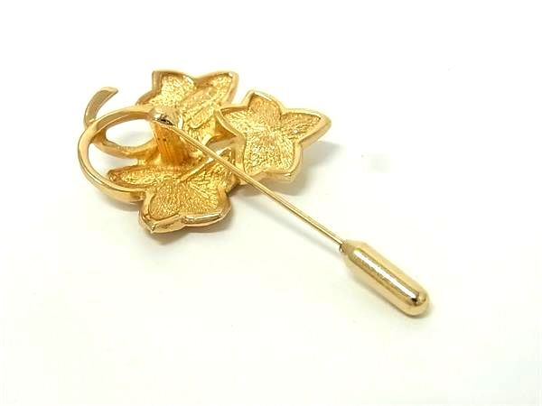 ChristianDior クリスチャンディオール ピンブローチ - - ゴールド メタル レディース リーフモチーフ 超美品