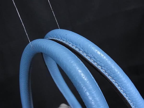 J&M DAVIDSON ジェイアンドエムデヴィッドソン ハンドバッグ MINI MIA - アイボリー ライトブルー キャンバス×レザー レディース ゴールド金具 美品