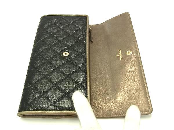 CHANEL シャネル 財布 マトラッセ - ブラック系 レザー×ビニール レディース 二つ折り長財布 ヴィンテージ加工