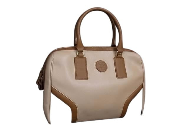 HUNTING WORLD ハンティングワールド ハンドバッグ - ベージュ ブラウン レザー レディース 美品